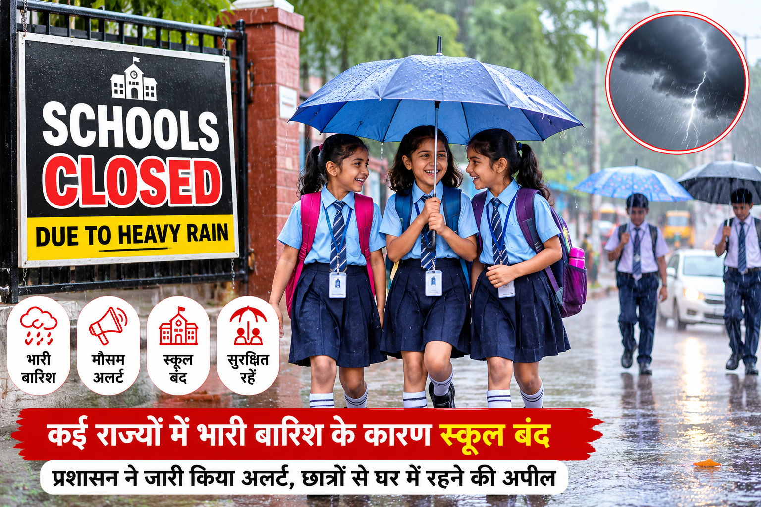 Schools Closed Due to Heavy Rain in India