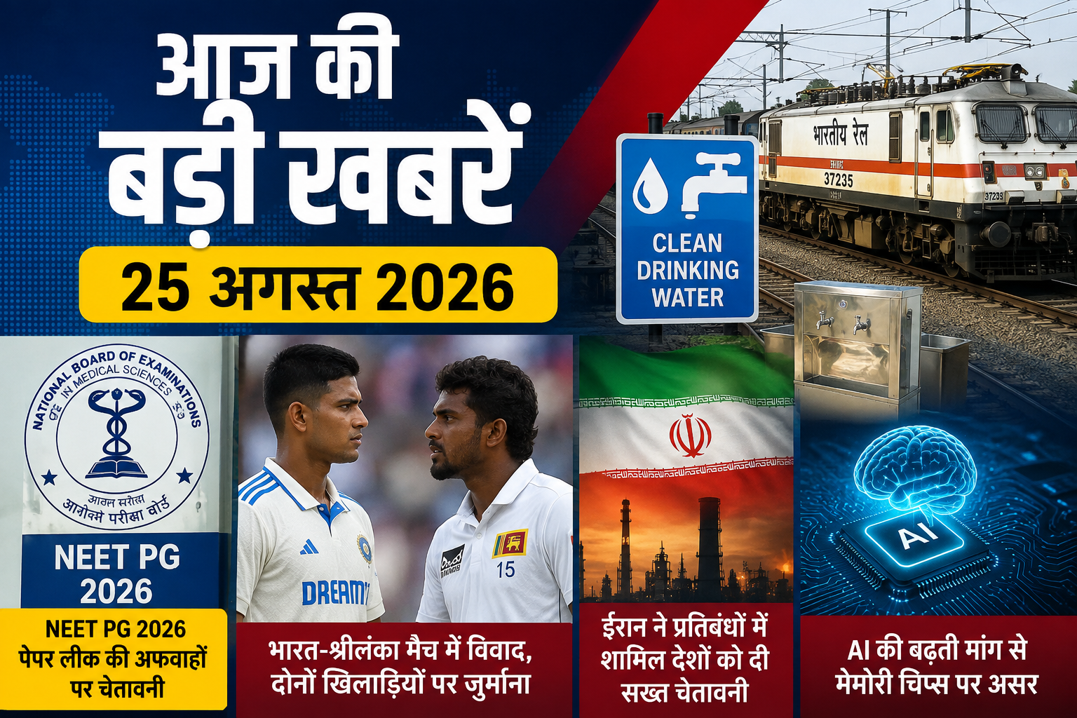 Trending News 25 Aug : रेलवे, NEET PG और क्रिकेट की बड़ी खबरें